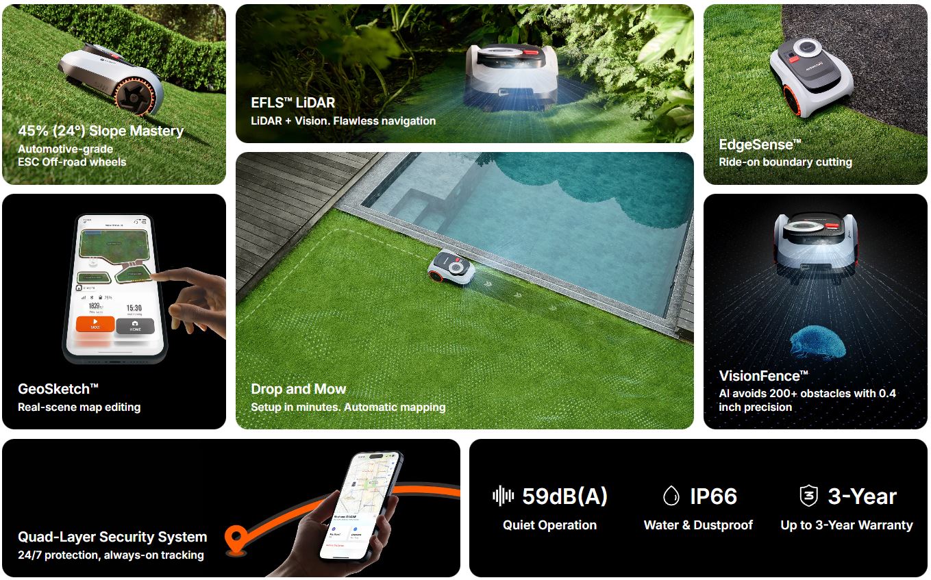 Cortadora robótica Navimow i215 LiDAR | 1500 m² (0.37 acres) 