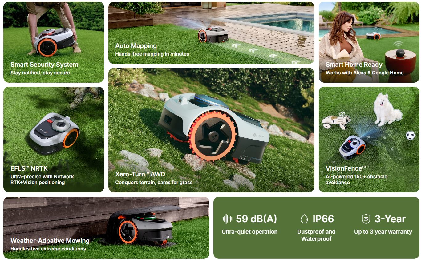 Cortacésped robótico Navimow i206 AWD | 0.15 acres (600 m² aprox.)