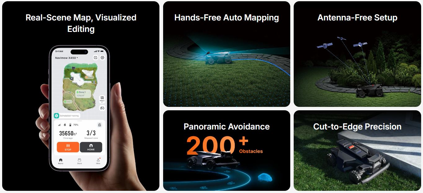 Cortadora robótica Navimow serie X450 de 1.5 acres